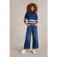 White Stuff Roll Neck Merino Jumper Blue Multi Maat: 6 | Sweaters Outlet | Dames | Blauw