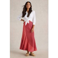 White Stuff Sara Linen Blend Maxi Skirt Red Multi Maat: 8 REGULAR | Maxi Rokken Outlet | Dames | Wit