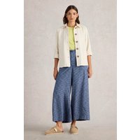White Stuff Roxy Linen Blend Culotte Blue Multi Maat: 10 REGULAR | Wijde Broeken Outlet | Dames | Blauw