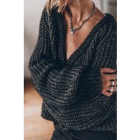 Mikuta The Dark Short Knitted Cardigan Black Maat: M | Longsleeves Outlet | Dames | Zwart