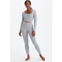 Fabletics Cable Knit 7/8 Classic Grey Heather/gravity Grey Maat: L Short | Leggings Outlet | Dames | Grijs