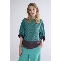 Summum Woman Top Border Print Peacock Maat: 40 | Blouses Outlet | Dames | Blauw