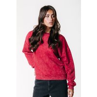 Colourful Rebel Rebel Braid Acid Wash Dropped Shoulder Sweat Medium Red Maat: XL | Longsleeves Outlet | Dames | Rood