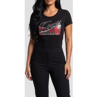 GUESS Ss Cn Roses Print Jet Black A996 Maat: XL | Tops Outlet | Dames | Zwart