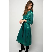 PINKO Grullo Abito Georgette Laminat Green Maat: 40 | Blousejurken Outlet | Dames | Groen