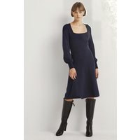 Boden Square Neck Knitted Dress Nav Maat: 10P | Midi Jurken Outlet | Dames | Blauw