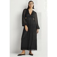 Boden Metallic Cut-out Maxi Dress Blk Maat: 16P | Maxi Jurken Outlet | Dames | Zwart
