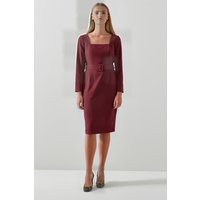 LK Bennett Carringto Midi Dress Burgundy Maat: 12 | Midi Jurken Outlet | Dames | Bordeaux