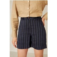 Kings Of Indigo Bangja Blue Linen Stripe Maat: W26 | Korte Broeken Outlet | Dames | Blauw