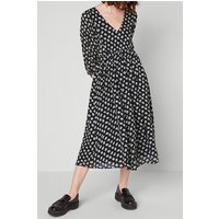 American Vintage V Collar Long Printed Dress Erika Maat: S | Midi Jurken Outlet | Dames | Zwart