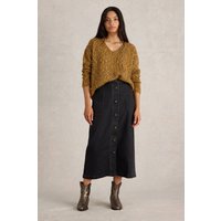 White Stuff Textured V Neck Jumper Brown Multi Maat: 14 | Gebreide Truien Outlet | Dames | Bruin