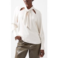French Connection Carmen Crepe Tie Blouse Classic Cream Maat: XS | Blouses Outlet | Dames | Wit