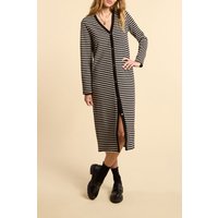 ICode Black Buttoned Sailor-stripe Long Dress Maat: 38 | Midi Jurken Outlet | Dames | Zwart