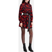 The Kooples Short Dress With Buttoned Pleated High Neck Black-red Maat: 38 | Mini Jurken Outlet | Dames | Zwart