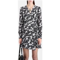 The Kooples Short Wrap Dress With Long Sleeves Black White Maat: 38 | Mini Jurken Outlet | Dames | Zwart