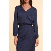ICode Navy Blouse With Micro Leopard Print Maat: S | Blouses Outlet | Dames | Blauw