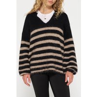 10DAYS Soft Hairy Sweater Stripes Black/light Latte Maat: S | Sweaters Outlet | Dames | Zwart