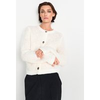 Rich & Royal Bouclé Crew Neck Cardigan Pearl White Maat: XS | Jassen Outlet | Dames | Wit