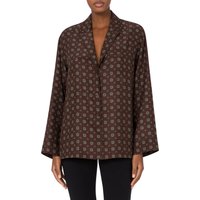 Moschino Tie Print Satin Shirt Brown Maat: 44 | Overhemden Outlet | Dames | Bruin