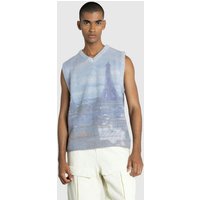 Highsnobiety Paris Cityscape Sweater Vest Multi Maat: L | Cardigans Outlet | Heren | Blauw