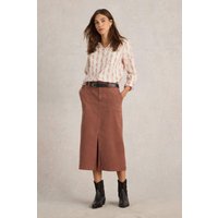 White Stuff Maren Midi Skirt Dark Tan Maat: 16 REGULAR | Midi Rokken Outlet | Dames | Bruin
