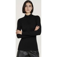 EsQualo Top Smocked Neckline Solid Sj Black Maat: S | Longsleeves Outlet | Dames | Zwart