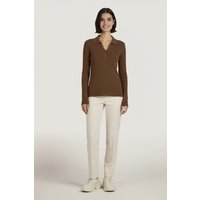 EsQualo Sweater Polo Collar Long Slve Army Green Maat: L | Sweaters Outlet | Dames | Bruin