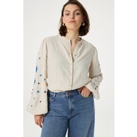 Fabienne Chapot Harry Blouse Warm White/blue Maat: 38 | Longsleeves Outlet | Dames | Blauw