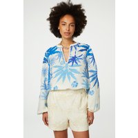Fabienne Chapot Carly Top Warm White/bright Bl Maat: 38 | Longsleeves Outlet | Dames | Blauw