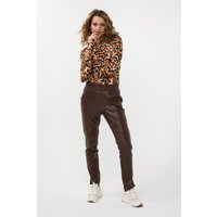 EsQualo Trousers Tregging Vegan Leather Chocolate Maat: 36 | Pantalons Outlet | Dames | Bruin