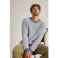 White Stuff Textured Crew Neck Jumper Blue Multi Maat: S | Sweaters Outlet | Heren | Blauw