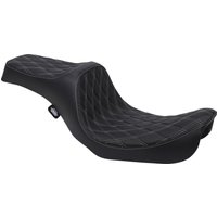 Image of 0803-0603 - Drag Specialties Predator III Seat For Harley Davidson FLD 1690 2012-2013 - Black/Silver