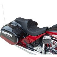 Image of 0810-2270 - Drag Specialties Forward Positioned Predator III Seat For Indian Chief 111 2014-2020 Black Stitching Double Diamond - Black