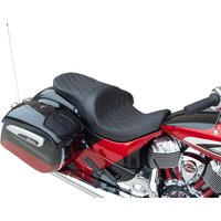 Image of 0810-2274 - Drag Specialties Forward Positioned Low-Profile Touring Seat For Indian Chief 111 2014-2020 Black Stitching Double Diamond - Black