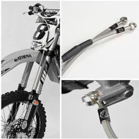 212077 - Moto Master Stainless Steel Brake Hose For KTM SX65 Front - Clear-Stainless Steel