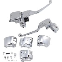 Image of H07-0751A - Drag Specialties Handlebar Control Kit with Mechanical Clutch For Harley Davidson FLHR 1340 1996-1998 - Chrome
