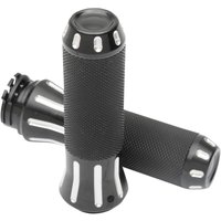 354126 - Drag Specialties Custom Grips For Harley Davidson FLD 1690 2012-2013 - Black/Re-Silver