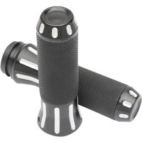 354127 - Drag Specialties Custom Grips For Harley Davidson FLHR 1584 2008 - Black/Re-Silver