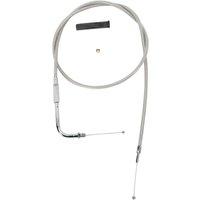 Image of 5331102B - Drag Specialties Stainless Braided Throttle Cable For Harley Davidson FLHR 1340 1994-1995 106.5 cm (42") - Silver/Unfinished