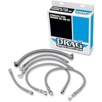 606000 - Drag Specialties Stainless Steel Braided Oil Line Kit For Harley Davidson FLST 1340 1987-1989 - Chrome