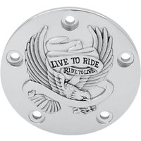 30-0187CA - Drag Specialties Live To Ride Points Cover For Harley Davidson FLD 1690 2012-2013 - Black/Chrome