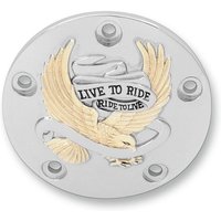 30-0187GA - Drag Specialties Live To Ride Points Cover For Harley Davidson FLD 1690 2012-2013 - Black/Chrome/Gold