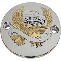 I30-0223GA - Drag Specialties Live To Ride Points Cover For Harley Davidson FLDE 1750 2018-2020 - Black/Chrome/Gold