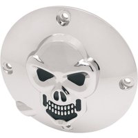 33-0063 - Drag Specialties Chrome 3-D Skull Derby Cover For Harley Davidson XL 1200 C 1996-2003 - Black/Chrome