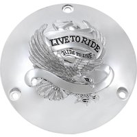 33-0010CA - Drag Specialties Live to Ride Derby Cover For Harley Davidson FLH 1340 1979-1984 - Chrome