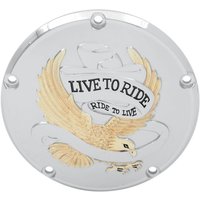 33-0065GA - Drag Specialties Live To Ride Derby Cover For Harley Davidson FLD 1690 2012-2013 - Gold