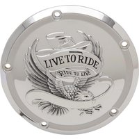 Image of D33-0110CA - Drag Specialties Live To Ride Derby Cover For Harley Davidson FLHR 1750 - Chrome