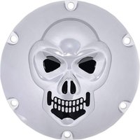 33-0067SKD - Drag Specialties Chrome 3-D Skull Derby Cover For Harley Davidson XL 1200 C 2004-2020 - Black/Chrome