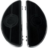17-0418L - Drag Specialties Vintage Half Moon Style Floorboards For Harley Davidson FLD 1690 2012-2013 - Black/Chrome