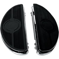 17-0418N - Drag Specialties Vintage Half Moon Style Floorboards For Harley Davidson FLD 1690 2012-2013 - Black/Chrome